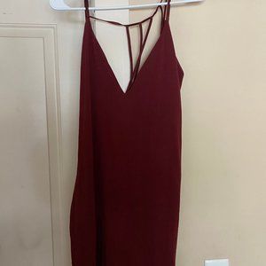 Express Large Maroon Mid-length Strappy Part Dress